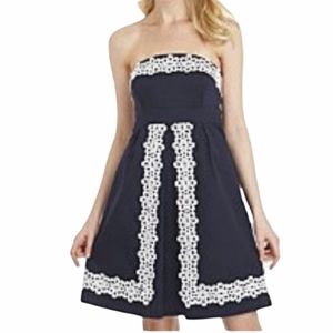 Pulitzer Navy white strapless dress 6